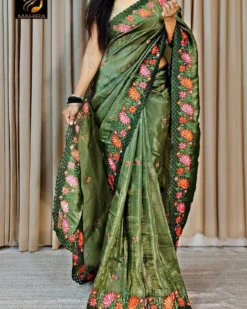 Kusum Kaviya Embroidery Work Designer Saree Wholesale