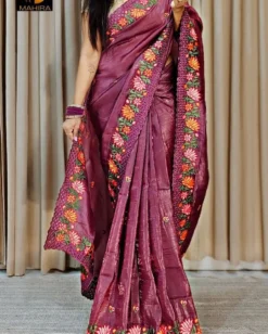 Kusum Kaviya Embroidery Work Designer Saree Wholesale