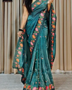 Kusum Kaviya Embroidery Work Designer Saree Wholesale