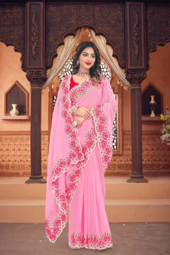 Kusum Priyanshi Soft Georgette Embroidery Saree Wholesale
