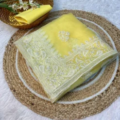 Kusum Sangam Organza Silk Saree with Embroidery