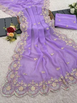 Kusum Titan Pure Georgette Embroidery Work Saree Wholesale