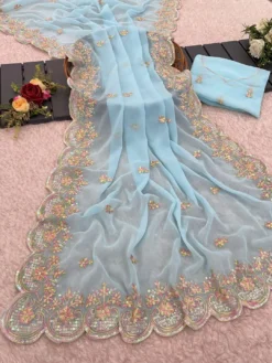 Kusum Titan Pure Georgette Embroidery Work Saree Wholesale