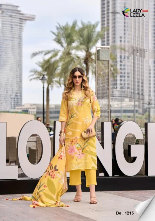 Lady Leela Summer Pastels Linen Kurti Pant With Dupatta For Women