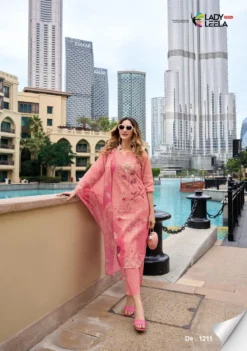 Lady Leela Summer Pastels Linen Kurti Pant With Dupatta For Women