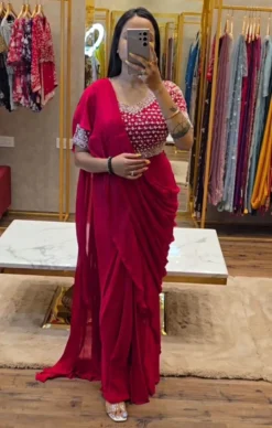 Madhuri 124 Ready to wear ruffle saree with Embroidery Blouse