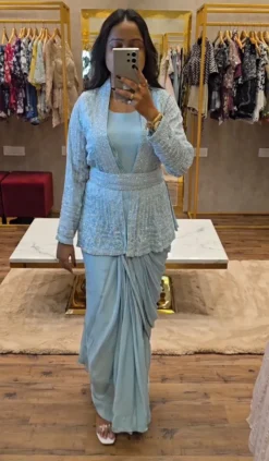 Madhuri 125 Designer Gown With Koti Dupatta