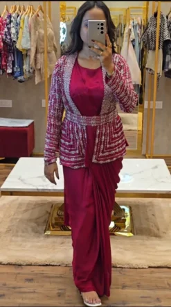 Madhuri 125 Designer Gown With Koti Dupatta