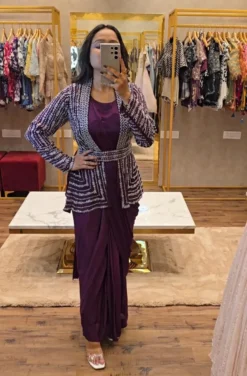 Madhuri 125 Designer Gown With Koti Dupatta