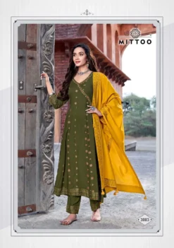 Mittoo Nafiza Rayon Slub Kurti Bottom With Dupatta Collection