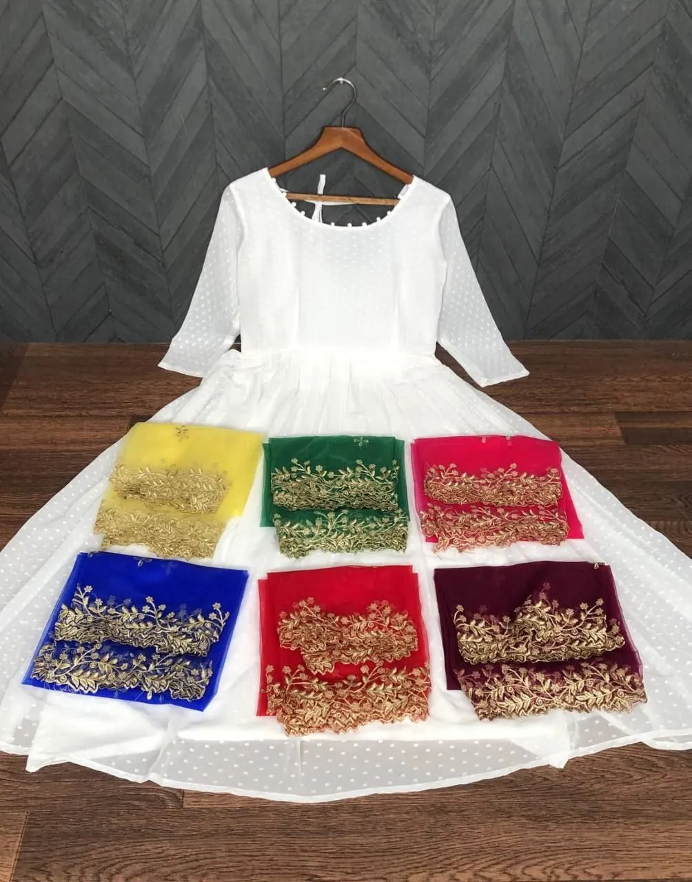 Mohini 9044 White Color Anarkali Gown with Dupatta