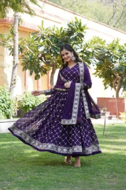 Mohini 9174 Wine Color Anarkali Gown with Dupatta