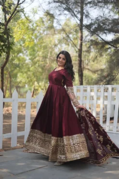 Moni 1113 Maroon Color Readymade Women Gown