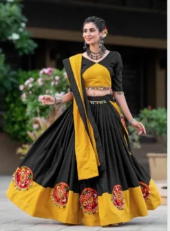 Navratri Lehenga Choli Black And Yellow Color