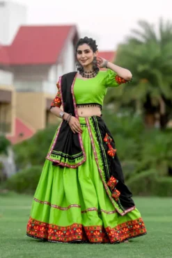 Navratri Lehenga Choli Parrot Green Color New Collection