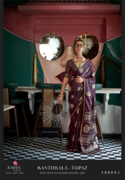 Rajtex Kanthkala Topaz Pure Satin Handloom Silk Saree Wholesale