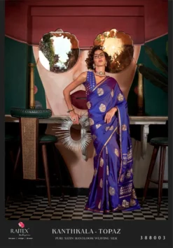 Rajtex Kanthkala Topaz Pure Satin Handloom Silk Saree Wholesale