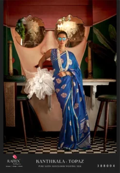 Rajtex Kanthkala Topaz Pure Satin Handloom Silk Saree Wholesale
