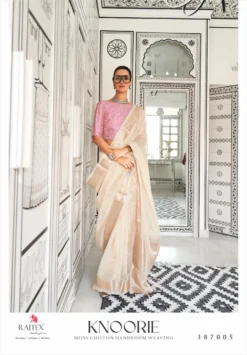 Rajtex Knoorie Moss Chiffon Handloom Saree Wholesale