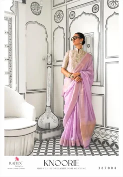 Rajtex Knoorie Moss Chiffon Handloom Saree Wholesale