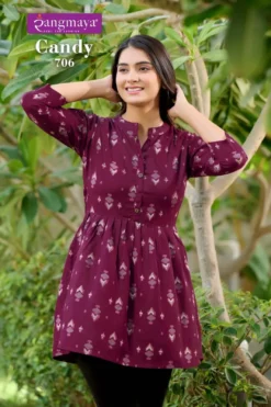 Rangmaya Cherry Rayon Dobby Tunic Top Collection