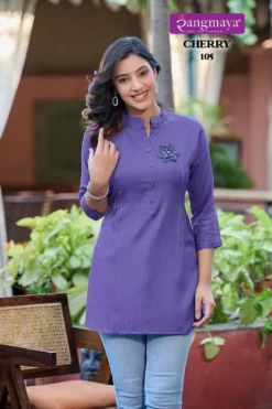 Rangmaya Cherry Rayon Dobby Tunic Top Wholesale