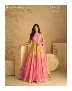 Sayuri Designer Sajni Chinon Silk Wedding Long Gown
