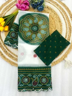 Subh 407 Party Wear Lilen Saree With Bandhani Print
