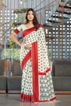 Subh 417 Party Wear Lilen Saree With Digital Print Fancy Border