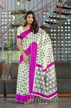 Subh 417 Party Wear Lilen Saree With Digital Print Fancy Border