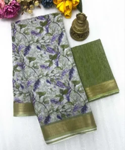 Subh 420 Lilen Saree With Digital Print Trading Collection