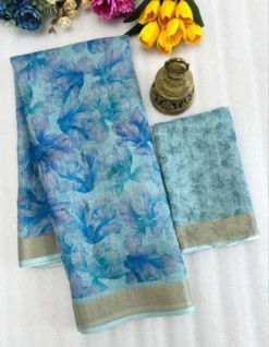 Subh 420 Lilen Saree With Digital Print Trading Collection