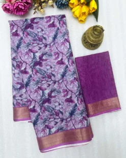 Subh 420 Lilen Saree With Digital Print Trading Collection