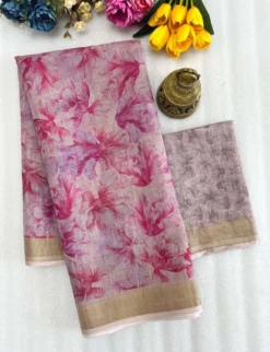 Subh 420 Lilen Saree With Digital Print Trading Collection