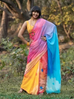 Subh Party Wear Lilen Saree With Digital Print Wholesale