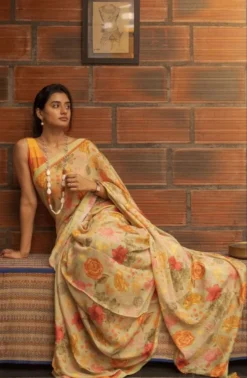 Subh Party Wear Lilen Saree With Digital Print Wholesale