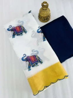 Subh 407 Party Wear Lilen Saree With Bandhani Print