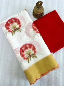 Subh 407 Party Wear Lilen Saree With Bandhani Print