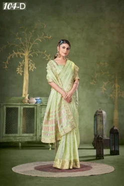 Sumitra 104 Banarasi Linen Embroidery Saree Wholesale