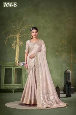 Sumitra 104 Banarasi Linen Embroidery Saree Wholesale