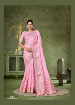 Sumitra 104 Banarasi Linen Embroidery Saree Wholesale