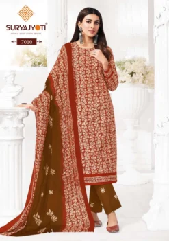 Suryajyoti Pehnava Vol 7 Ready Made Cotton Battik Printed Dress