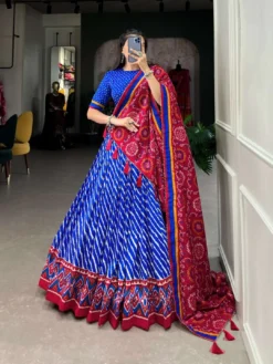 Women 1224 Tussar Silk Leheriya Lehenga Choli Online Wholesale