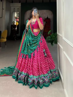 Women 1224 Tussar Silk Leheriya Lehenga Choli Online Wholesale