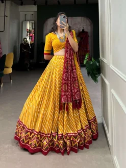 Women 1224 Tussar Silk Leheriya Lehenga Choli Online Wholesale