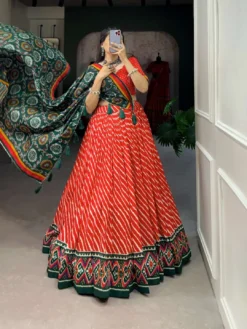 Women 1224 Tussar Silk Leheriya Lehenga Choli Online Wholesale
