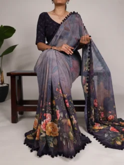 Women 7016 Georgette Floral Printed Saree Wholesale