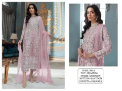 Zarin 148 Organza Pakistani Dress Material With Embroidery Work