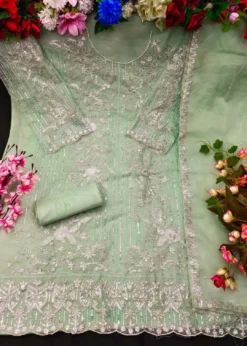 Zarin 148 Organza Pakistani Dress Material With Embroidery Work