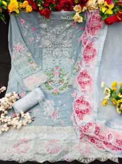 Zarin 155 Georgette Pakistani Dress Material With Embroidery Work